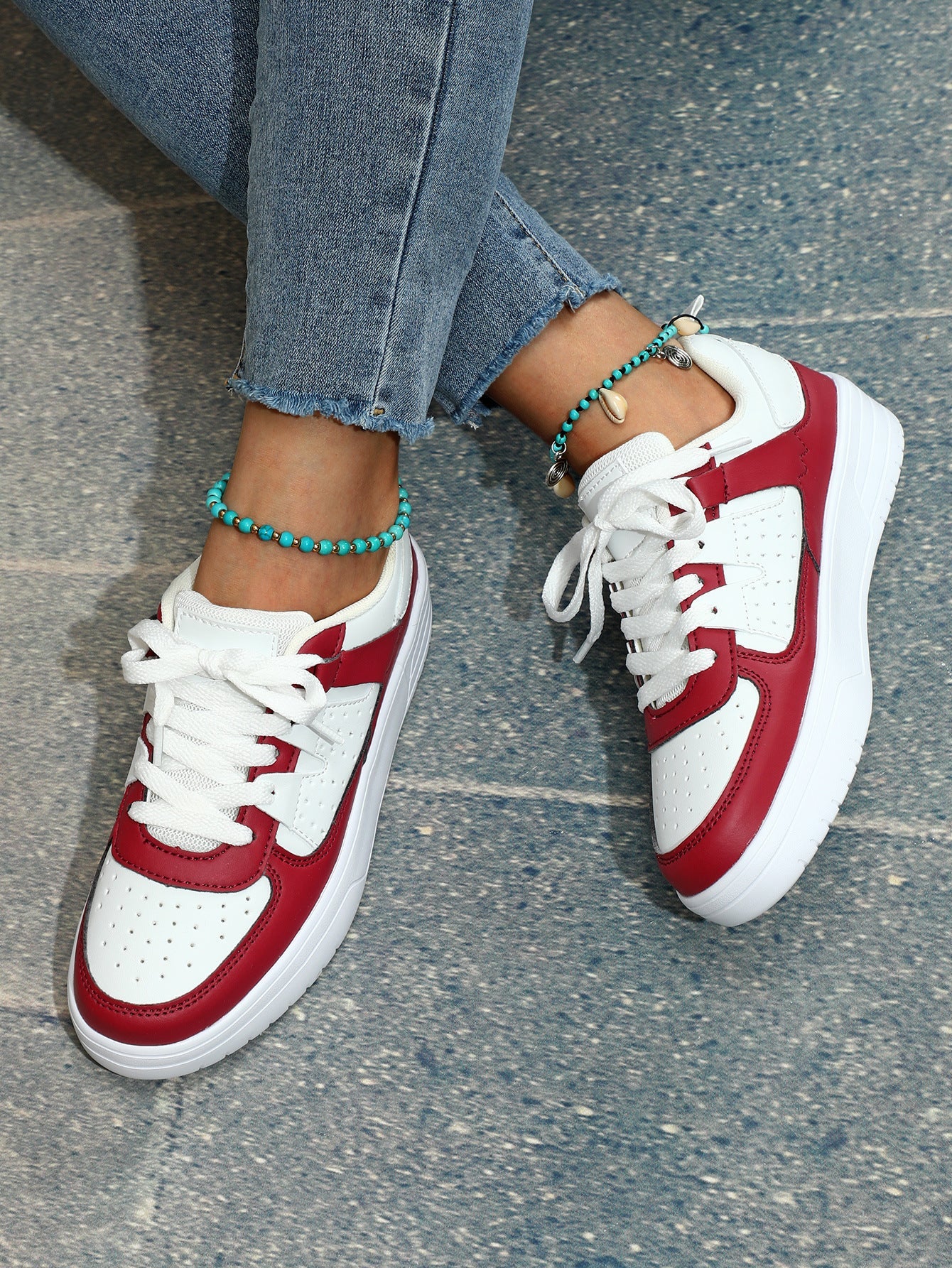 EVA Platform Low Top Lace Up Round Toe Trainers