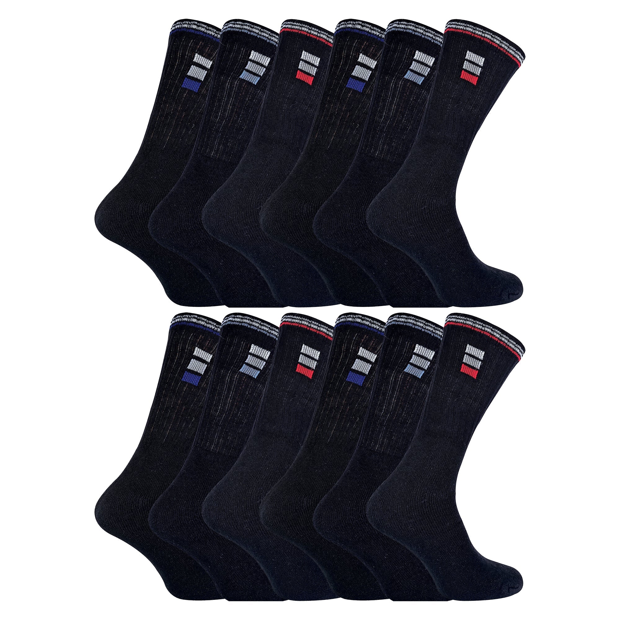 Sock Snob Mens Retro Stripe Cotton Sports Socks in White and Black Multipack Options