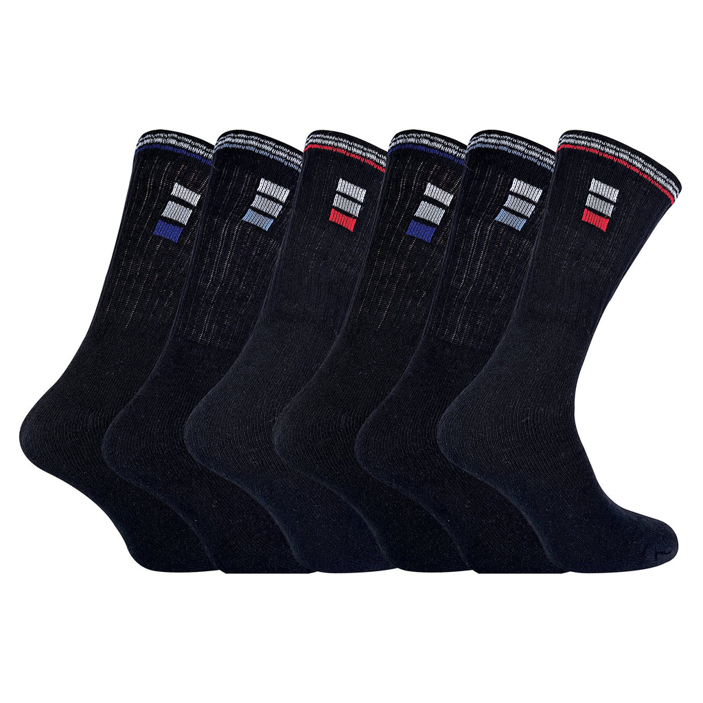 Sock Snob Mens Retro Stripe Cotton Sports Socks in White and Black Multipack Options