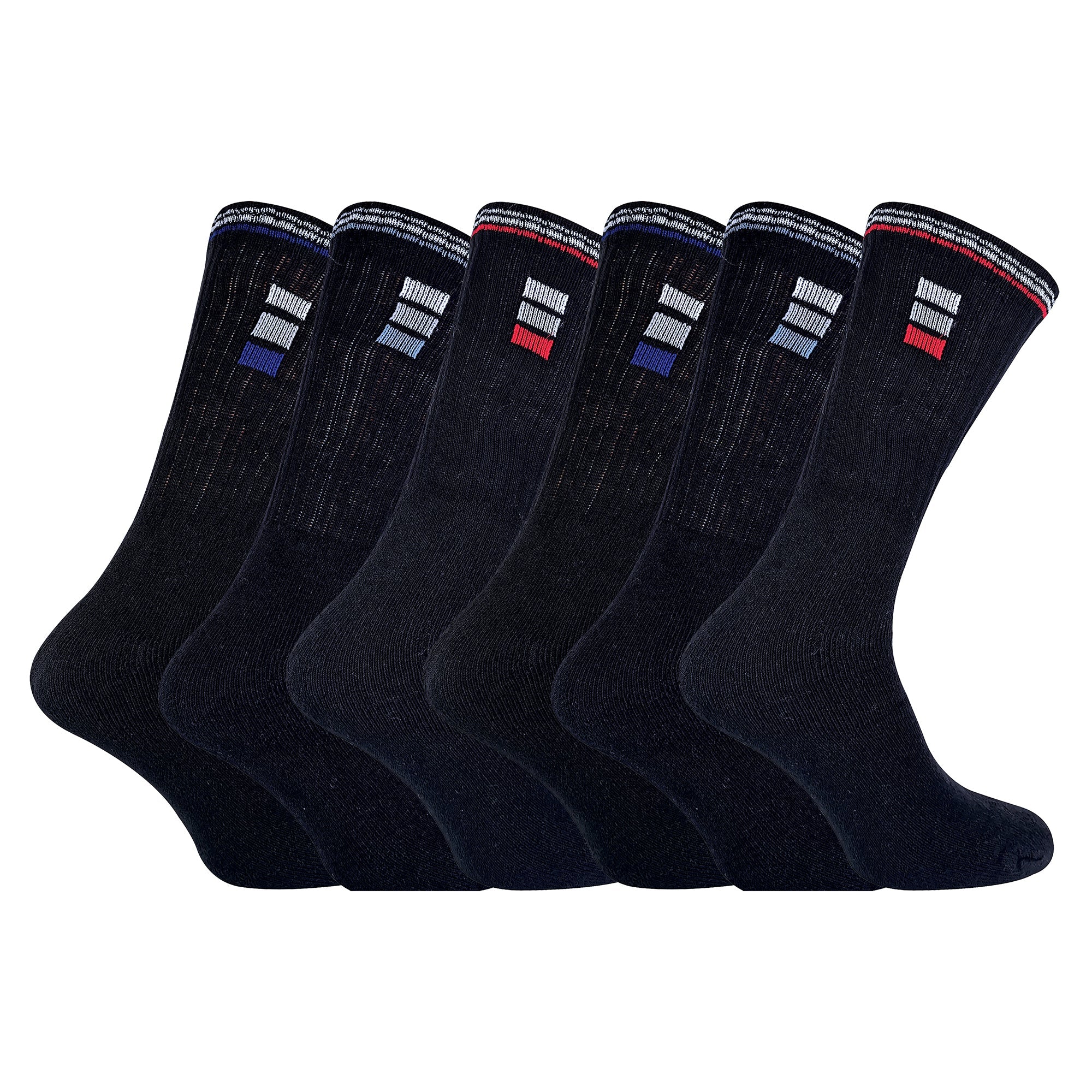 Sock Snob Mens Retro Stripe Cotton Sports Socks in White and Black Multipack Options