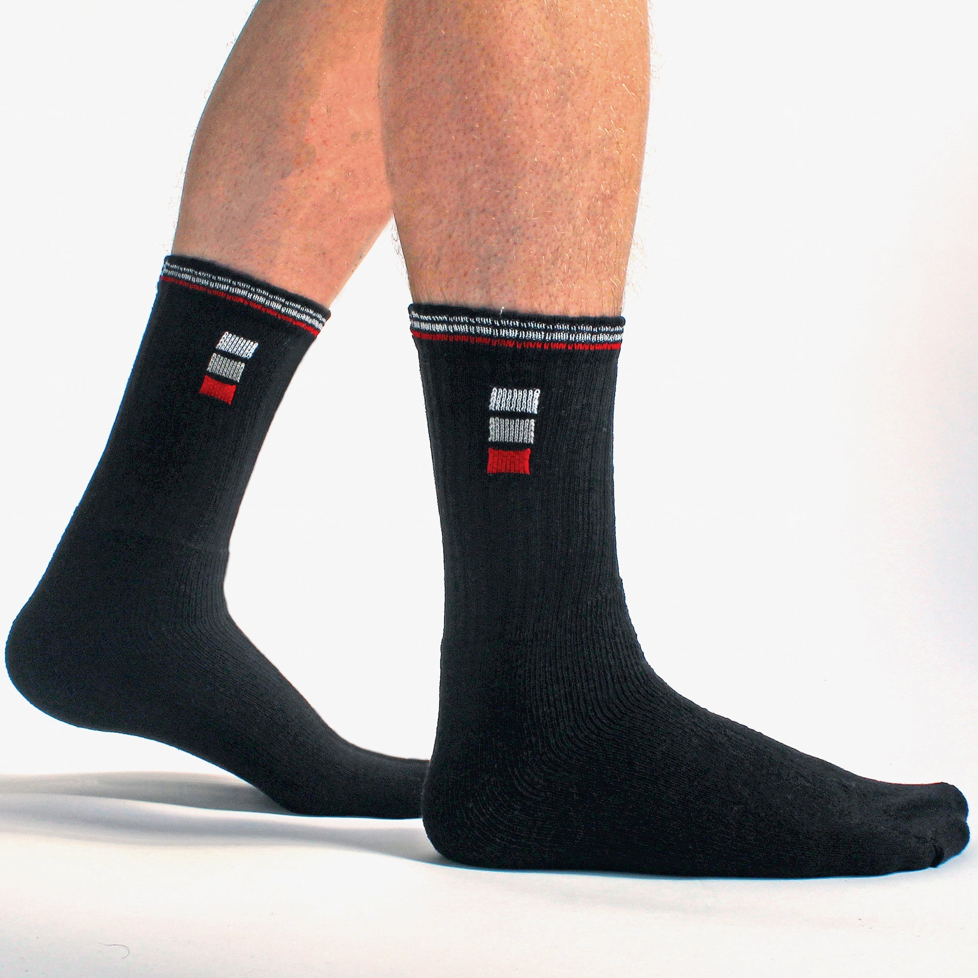 Sock Snob Mens Retro Stripe Cotton Sports Socks in White and Black Multipack Options