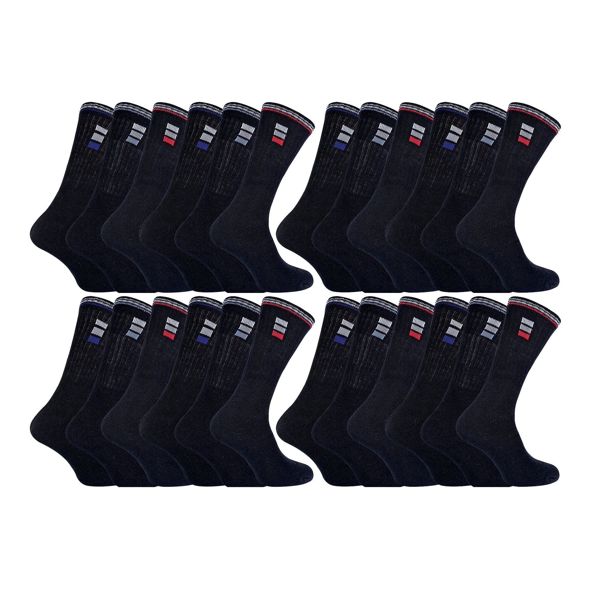 Sock Snob Mens Retro Stripe Cotton Sports Socks in White and Black Multipack Options