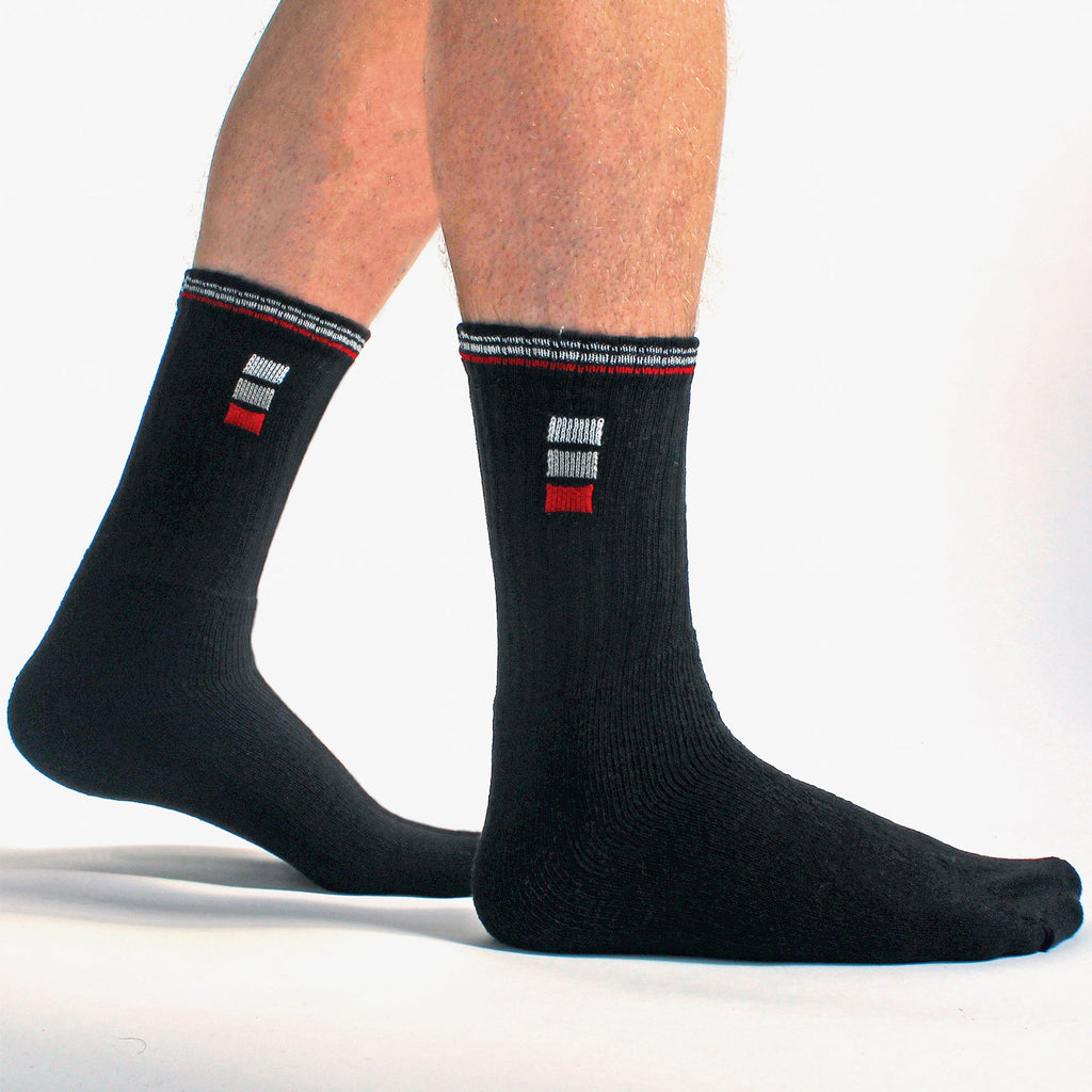 Sock Snob Mens Retro Stripe Cotton Sports Socks in White and Black Multipack Options