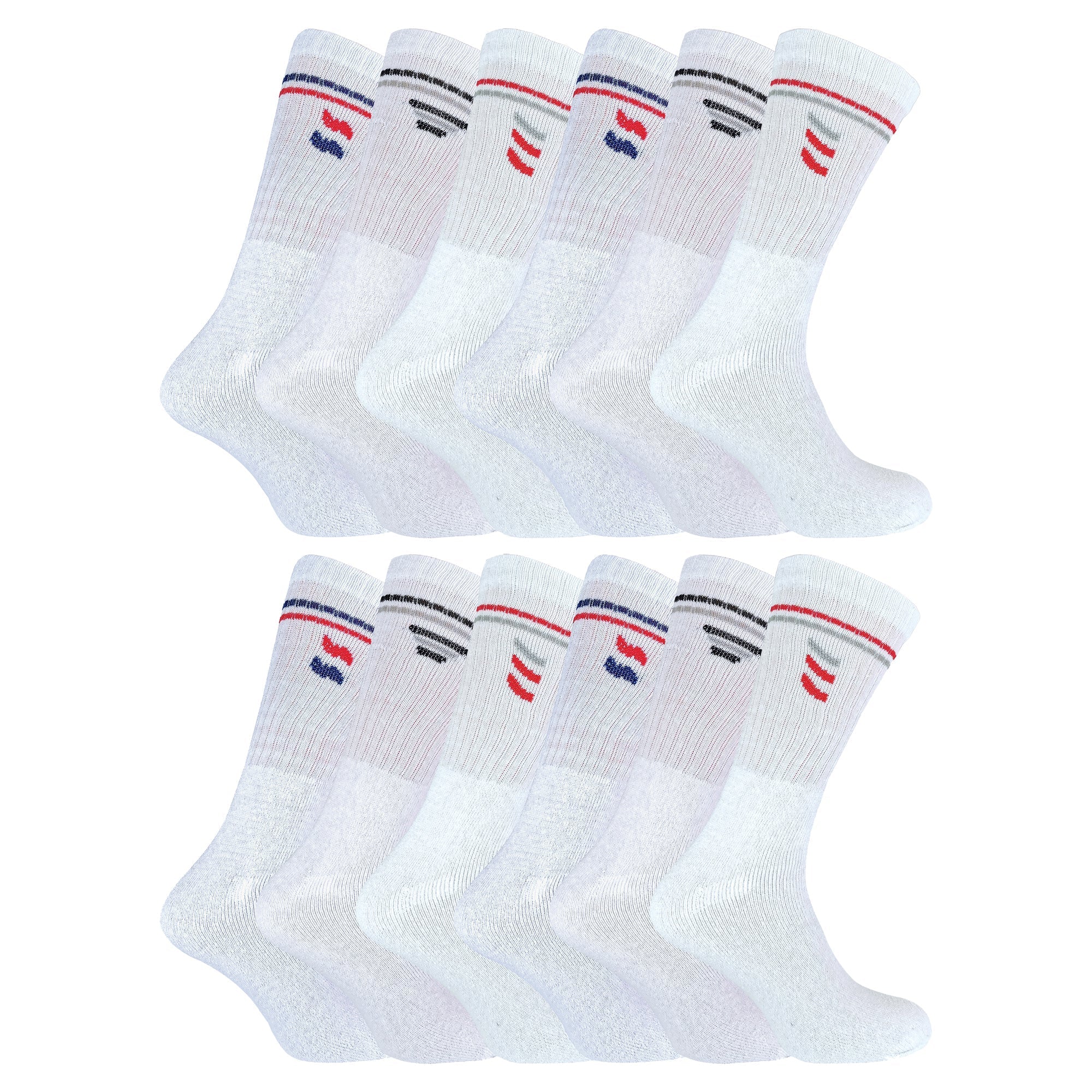 Sock Snob Mens Retro Stripe Cotton Sports Socks in White and Black Multipack Options