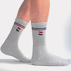 Sock Snob Mens Retro Stripe Cotton Sports Socks in White and Black Multipack Options