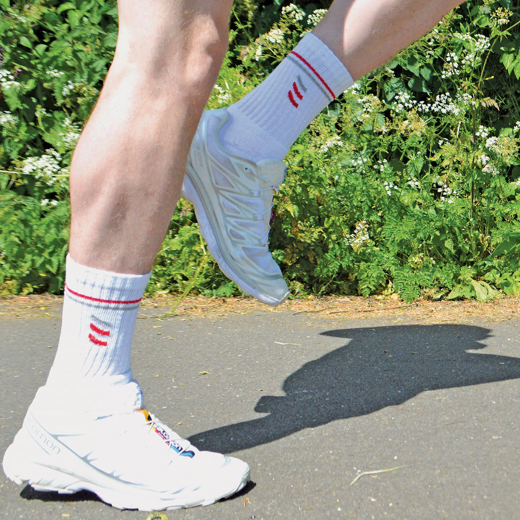 Sock Snob Mens Retro Stripe Cotton Sports Socks in White and Black Multipack Options