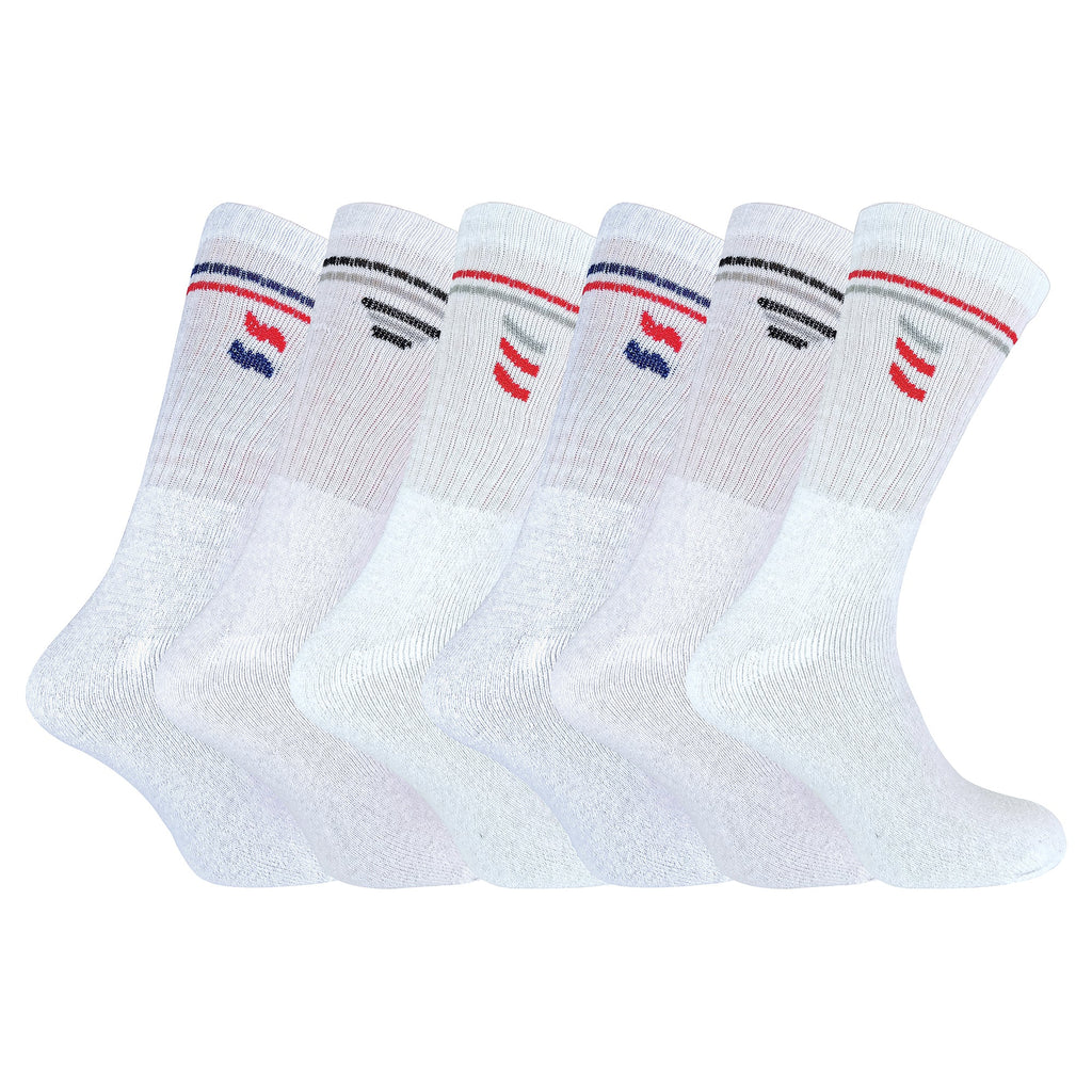 Sock Snob Mens Retro Stripe Cotton Sports Socks in White and Black Multipack Options