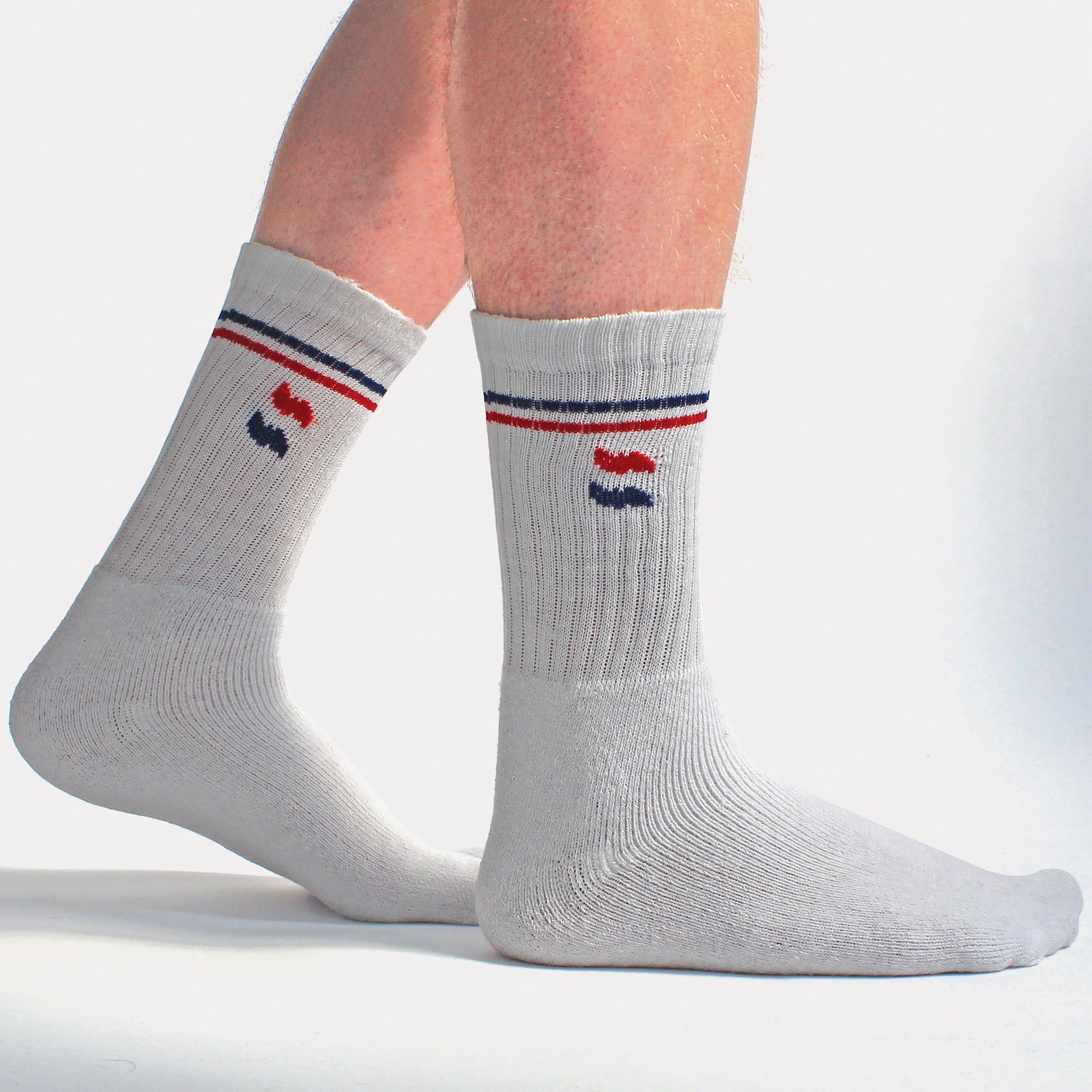 Sock Snob Mens Retro Stripe Cotton Sports Socks in White and Black Multipack Options