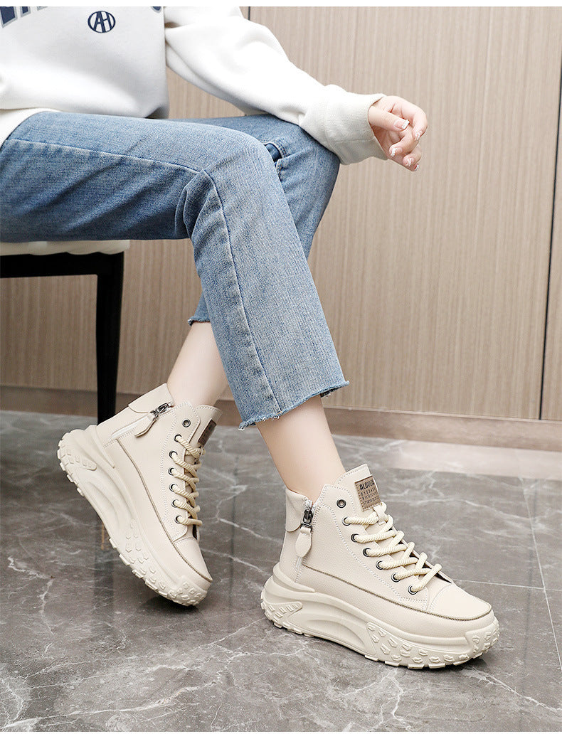 Womens Height Increasing Platform Low Top Lace Up Trainers