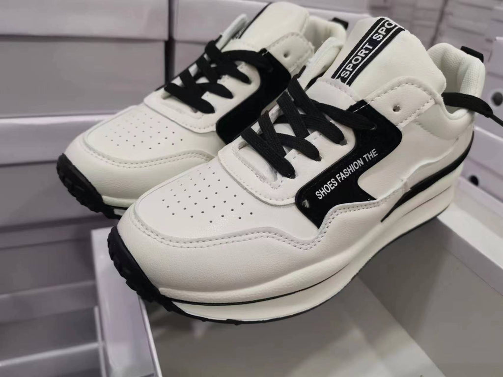 Womens Leather Breathable Platform Low Top Trainers