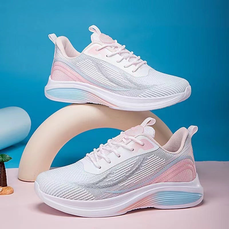 Breathable Mesh Lightweight Lace Up Round Toe Trainers