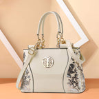 Womens Patent Look Sequin Embroidered Handbag
