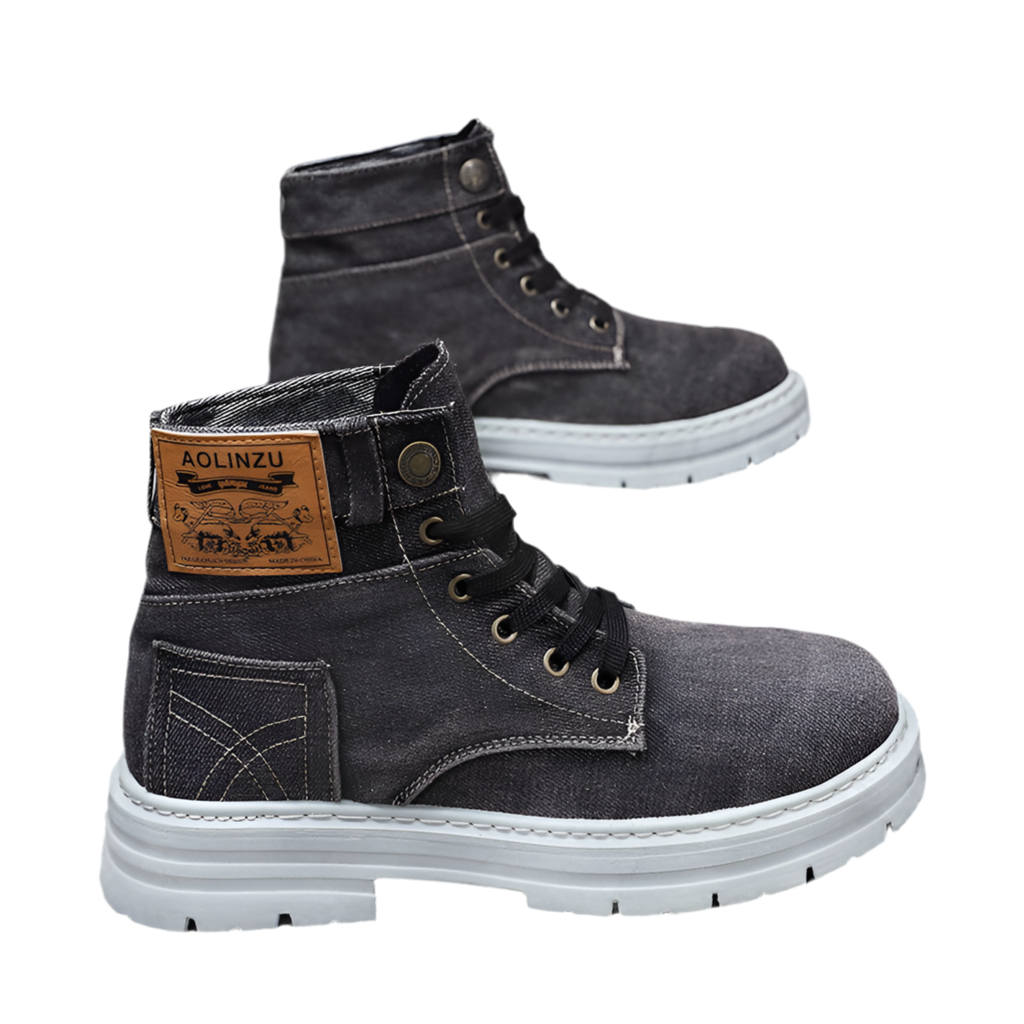 Canvas Breathable Height Increasing Wedge Heel Lace Up Boots