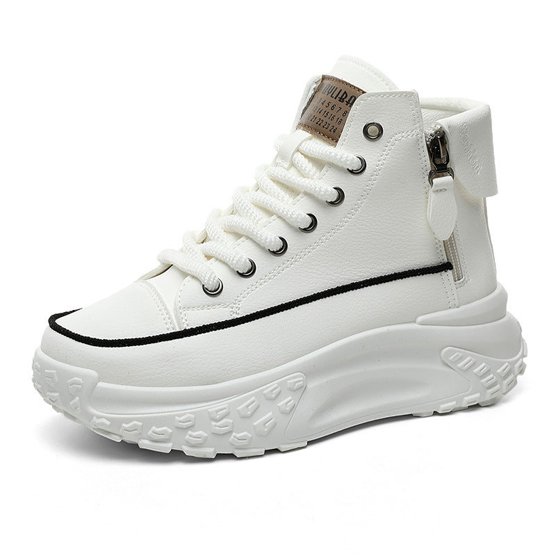 Womens Height Increasing Platform Low Top Lace Up Trainers