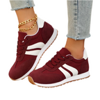 Womens Low Top Lace Up Burgundy Trainers