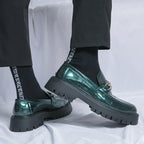Mens Leather Platform Low Top Round Toe Lace Up Shoes