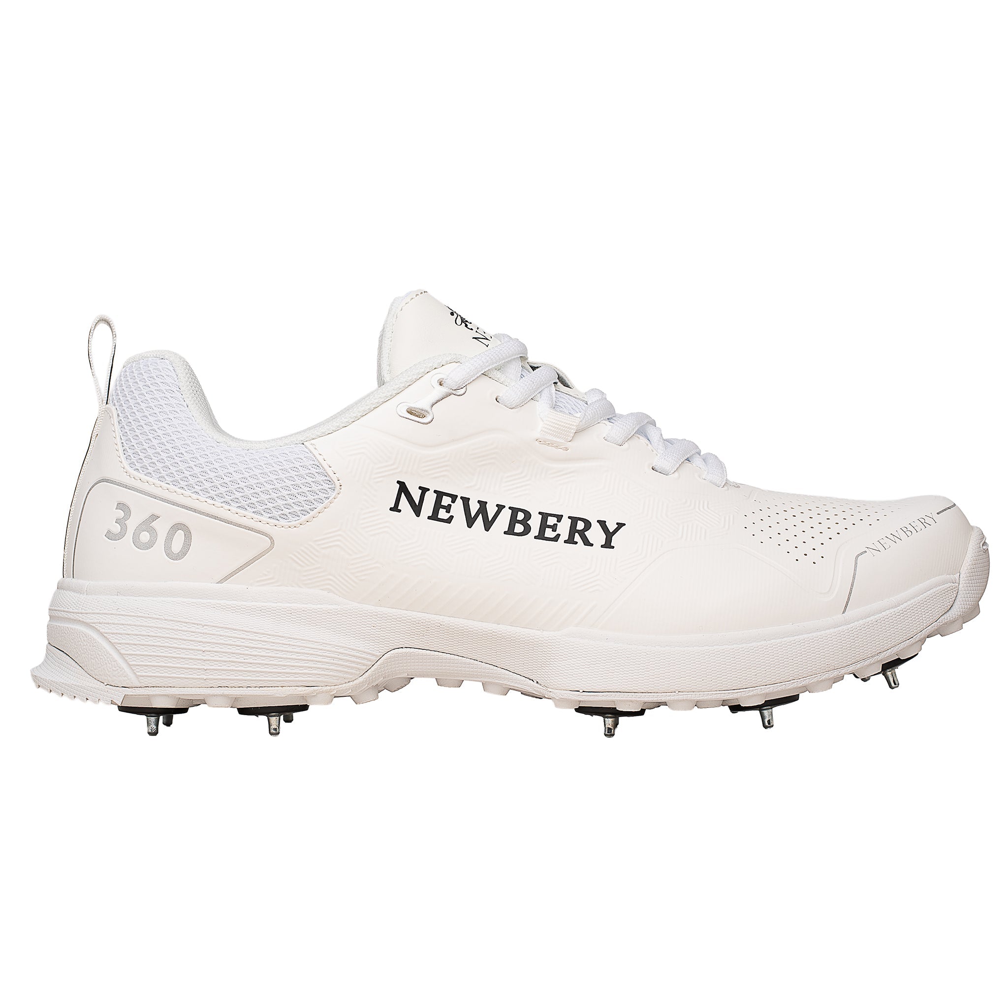 Newbery 360 Full White Spike Cricket Shoes