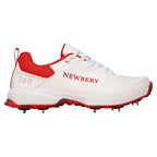 Newbery 360 White Red Spike Cricket Shoes