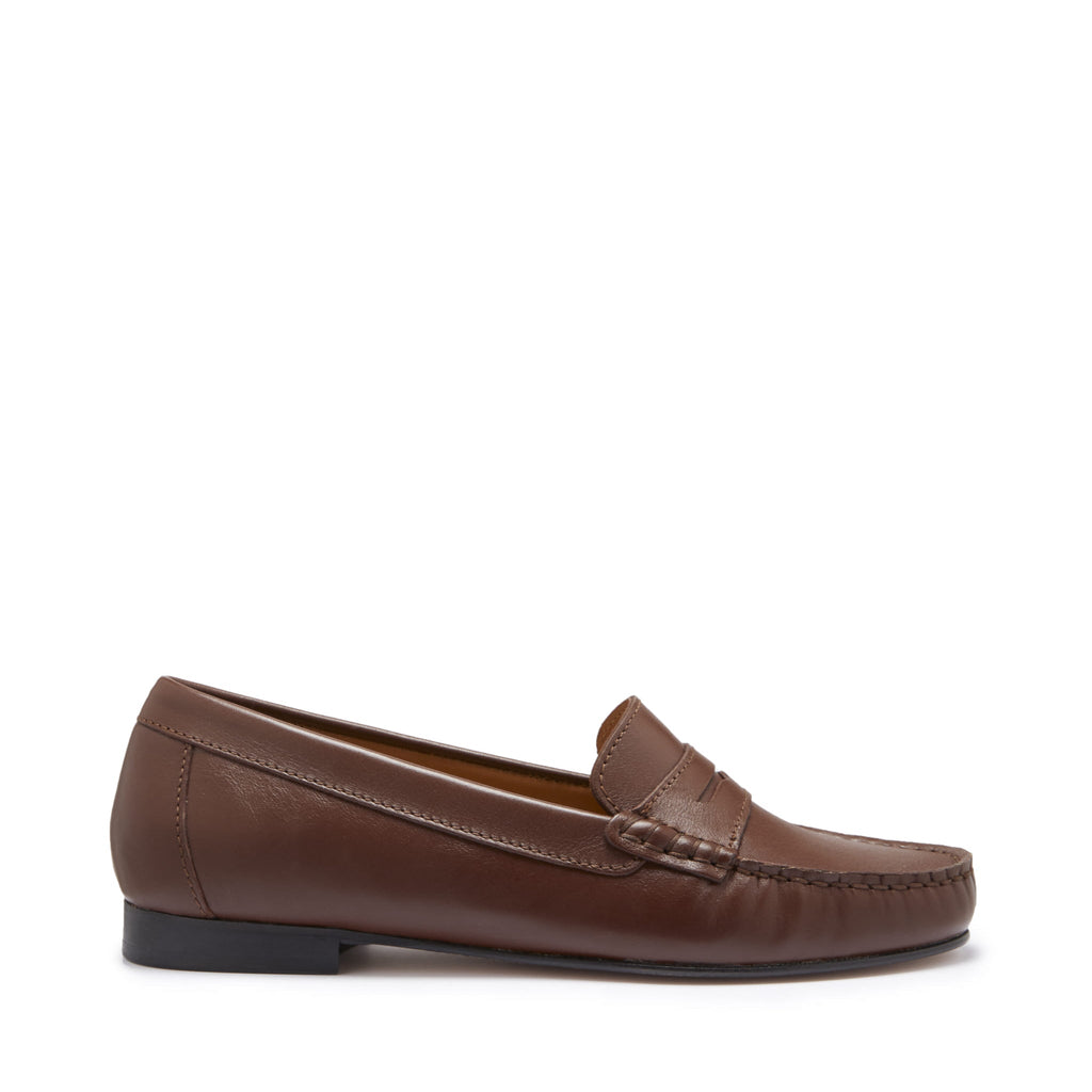 Hugs & Co Womens Brown Leather Penny Loafers