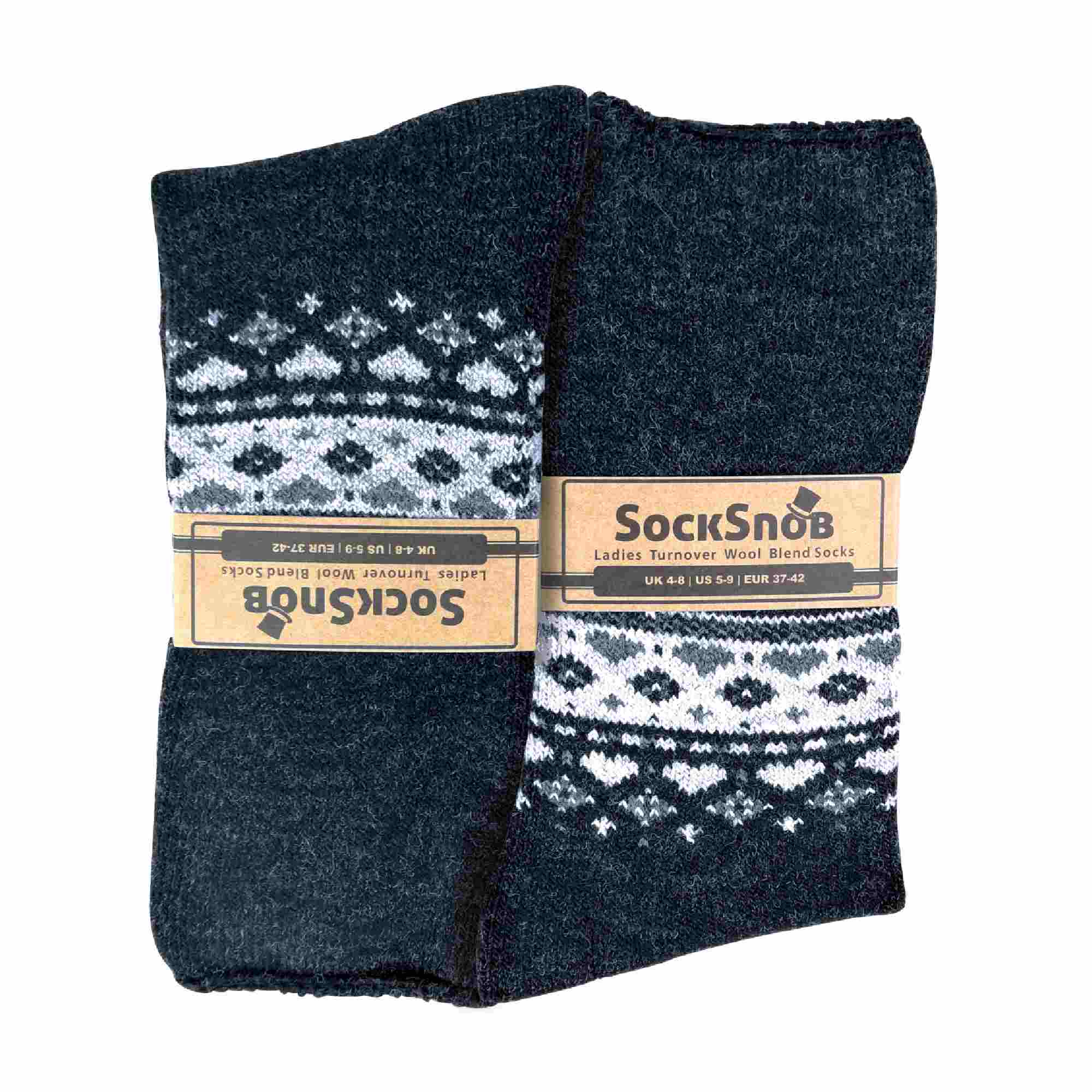 Sock Snob 1 Pack Womens Turn Over Top Warm Nordic Bed Socks for Winter