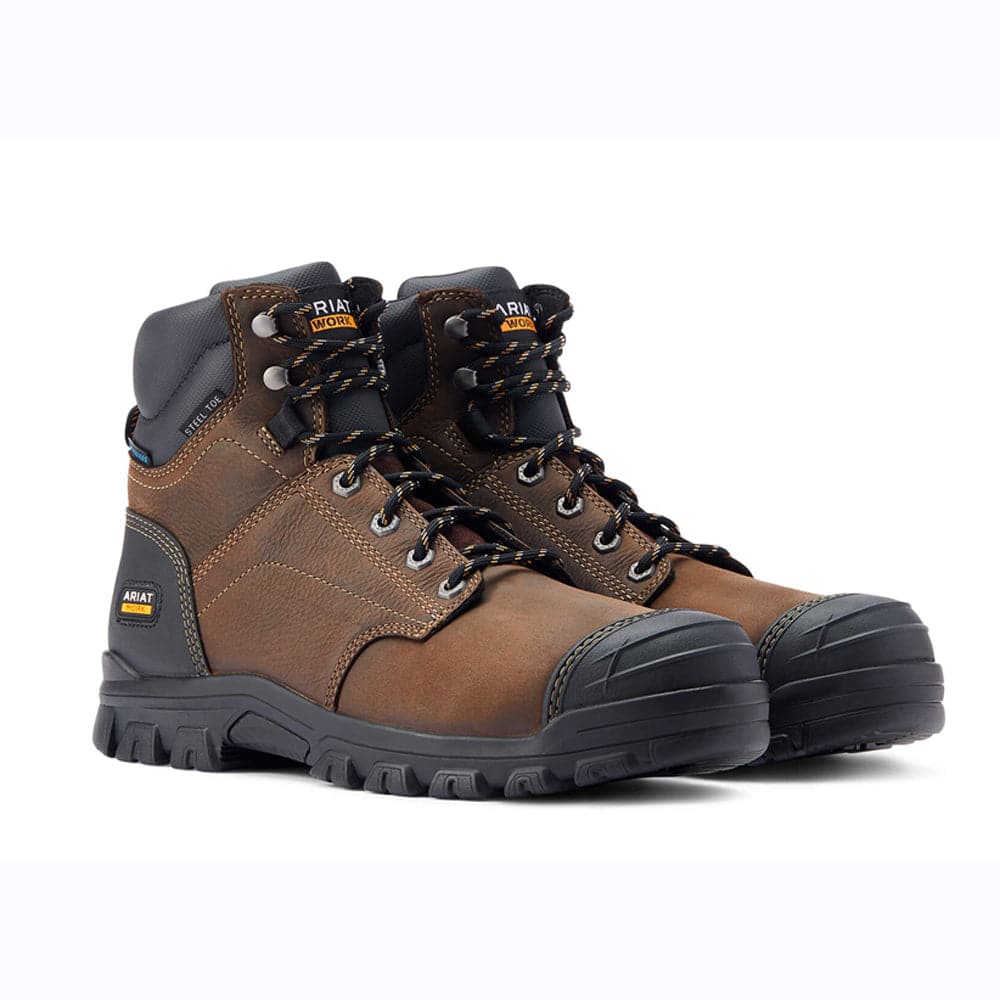 Ariat Treadfast 6" Waterproof Steel Toe Work Safety Boots Brown