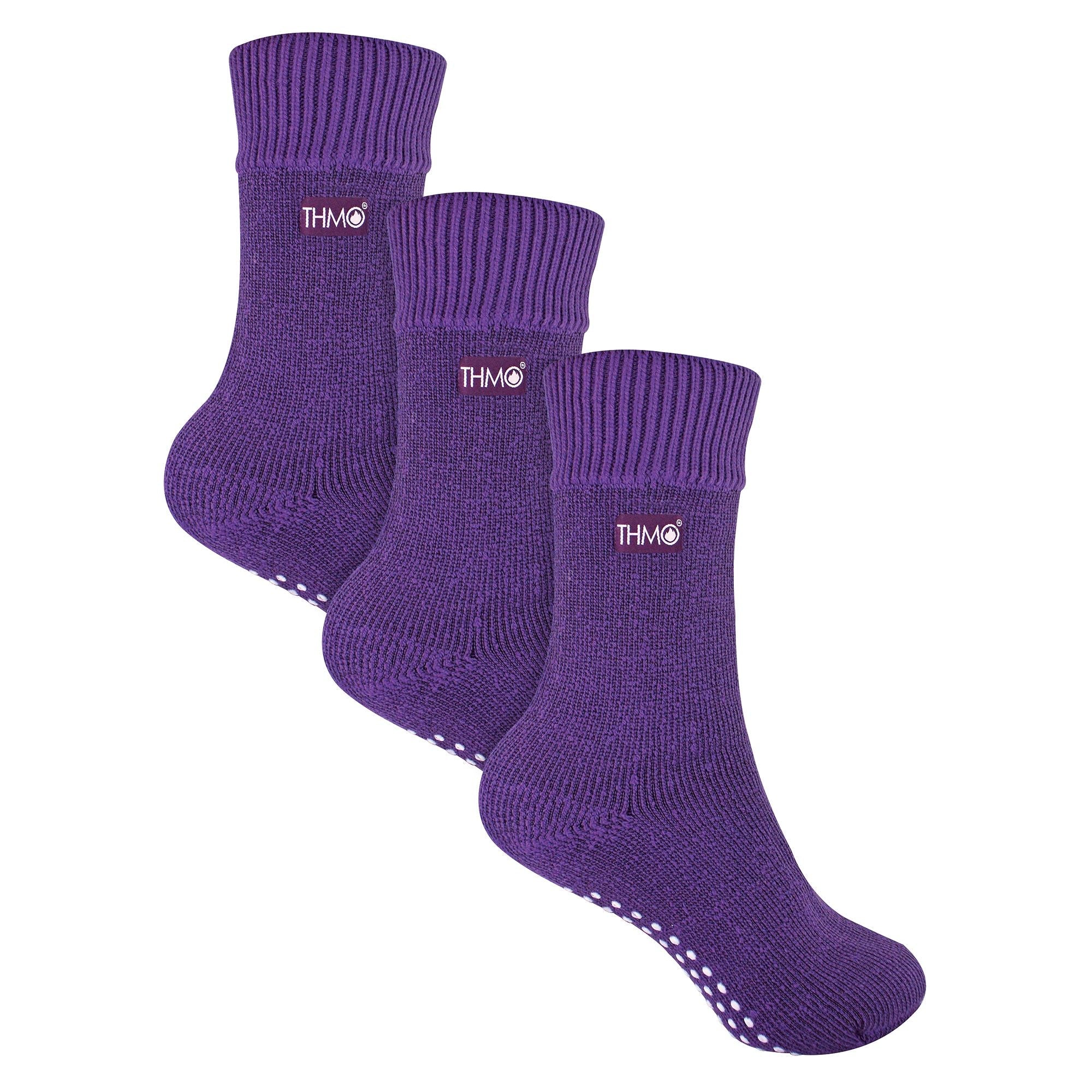 THMO 3 Pack Kids Indoor Thermal Slipper Socks with Grips