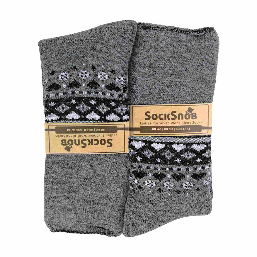 Sock Snob 1 Pack Womens Turn Over Top Warm Nordic Bed Socks for Winter