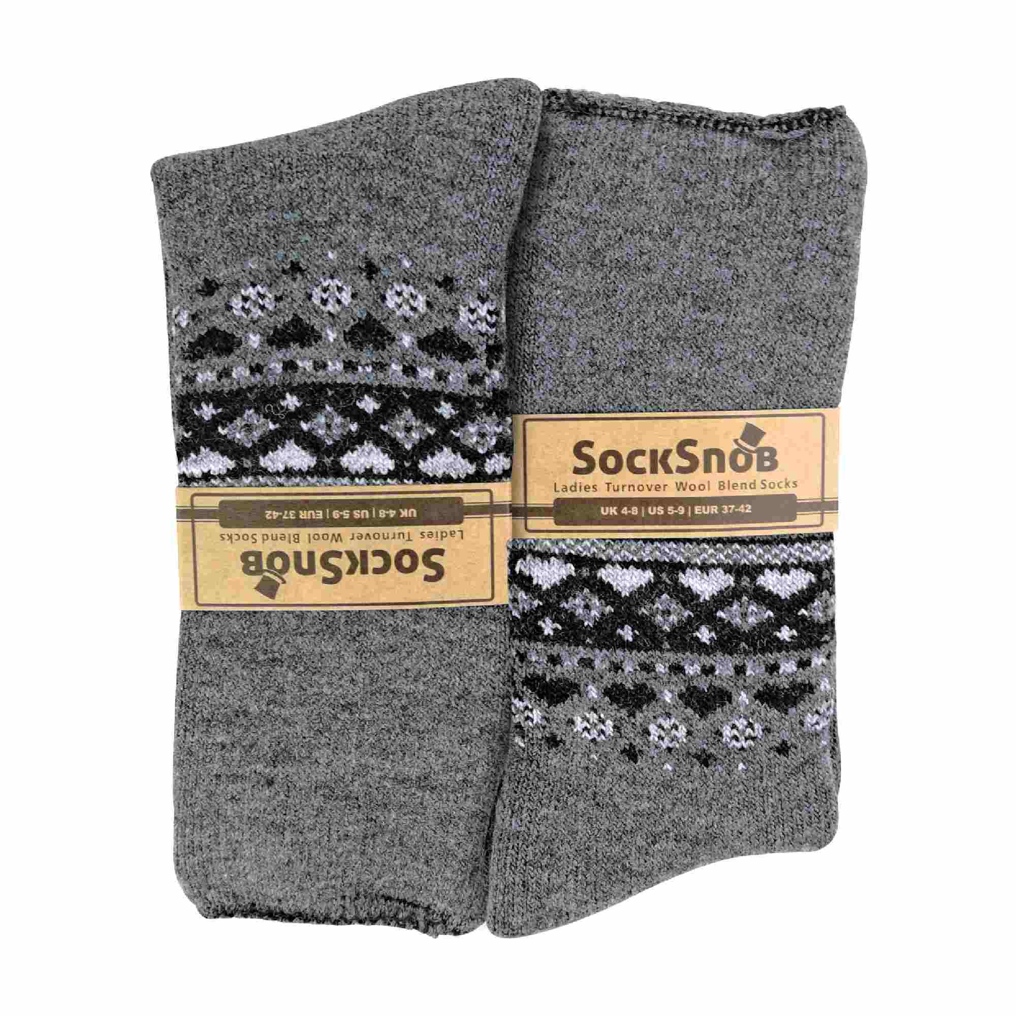 Sock Snob 1 Pack Womens Turn Over Top Warm Nordic Bed Socks for Winter