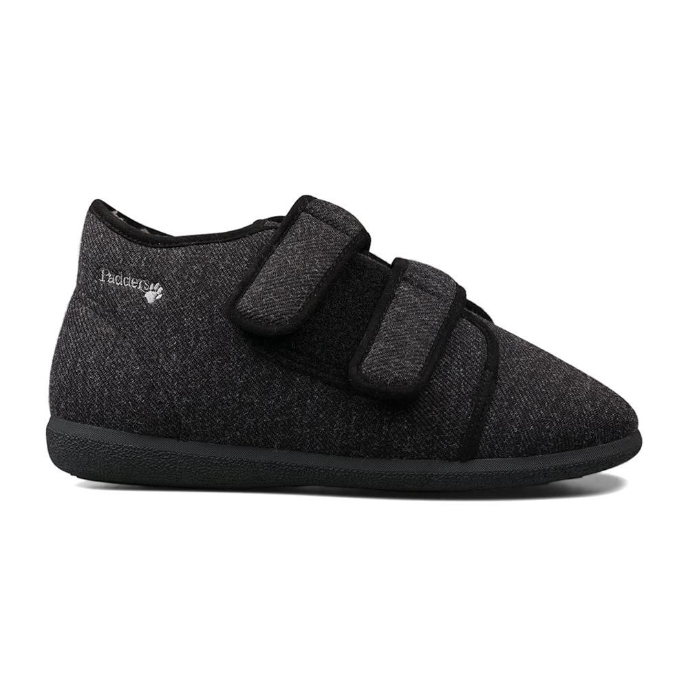 Padders Brian Charcoal Fleck Mens Dual Fit K-L extra Wide Fit Slippers