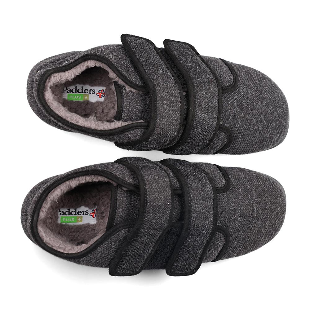 Padders Brian Charcoal Fleck Mens Dual Fit K-L extra Wide Fit Slippers