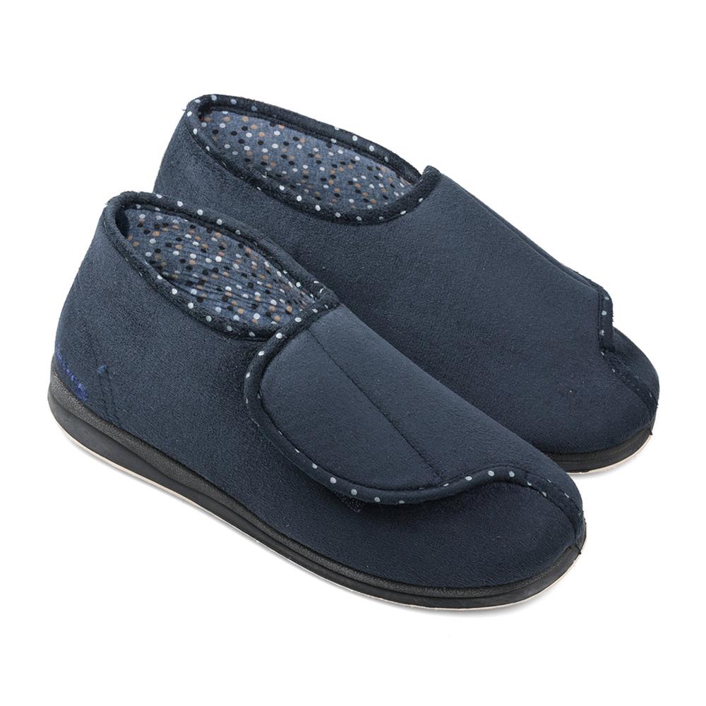 Padders Cherish Navy Ladies 2E Wide Fit Bootee Slippers