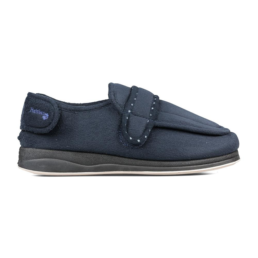 Padders Enfold Navy Ladies 2E Wide Fit Slippers