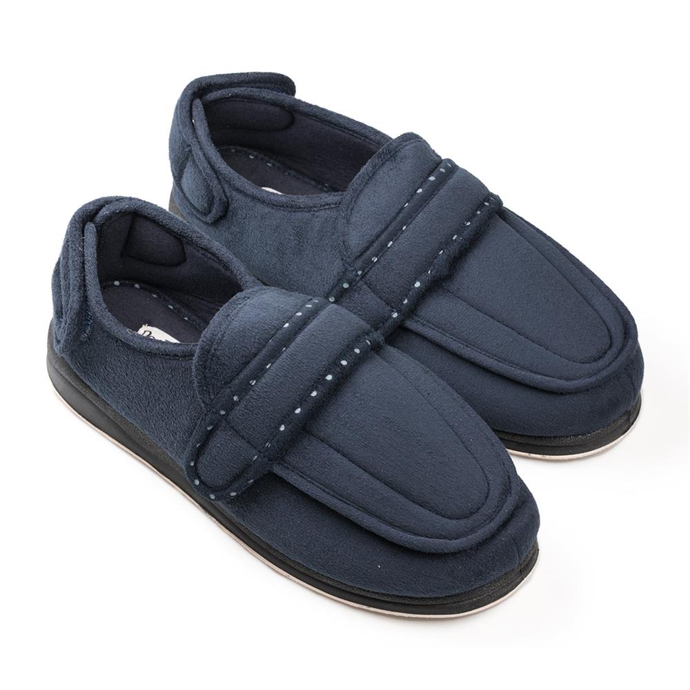 Padders Enfold Navy Ladies 2E Wide Fit Slippers