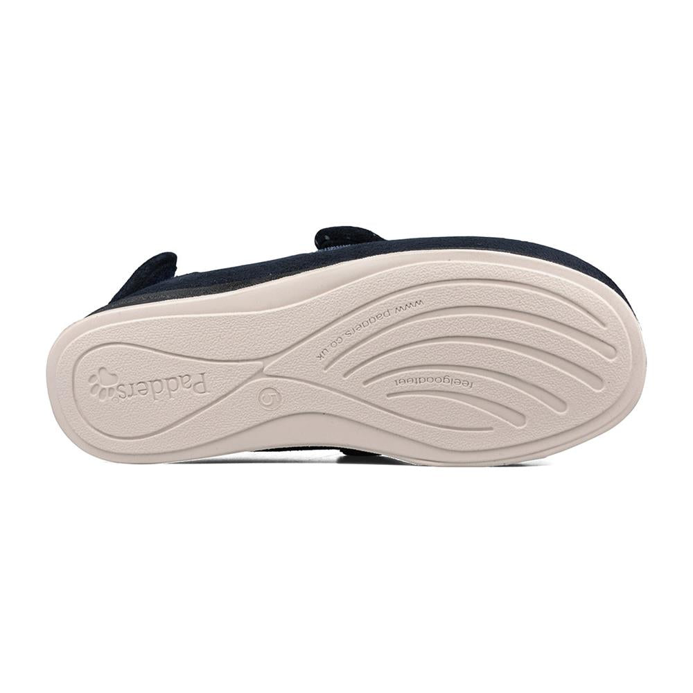 Padders Enfold Navy Ladies 2E Wide Fit Slippers