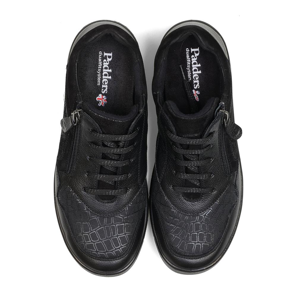 Padders Indigo Black Combi Ladies Dual Fit 2E-3E extra Wide Fit Leather Shoes