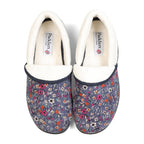 Padders Mellow Denim Floral Cord Ladies 2E Wide Fit Slippers