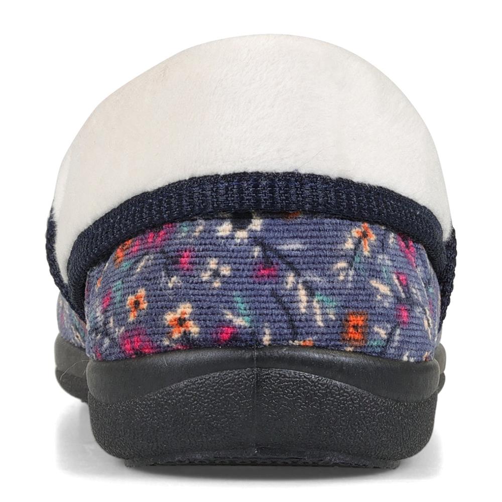 Padders Mellow Denim Floral Cord Ladies 2E Wide Fit Slippers