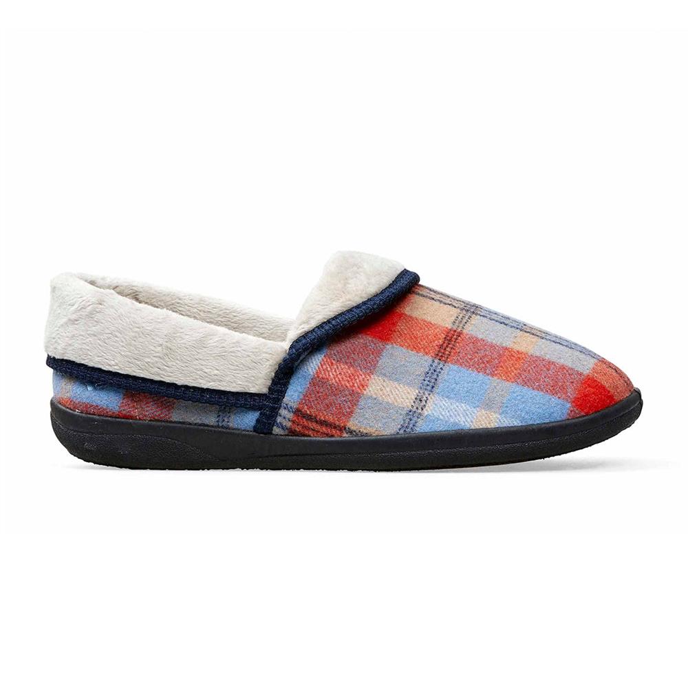 Padders Mellow Blue Combi Ladies 2E Wide Fit Slippers