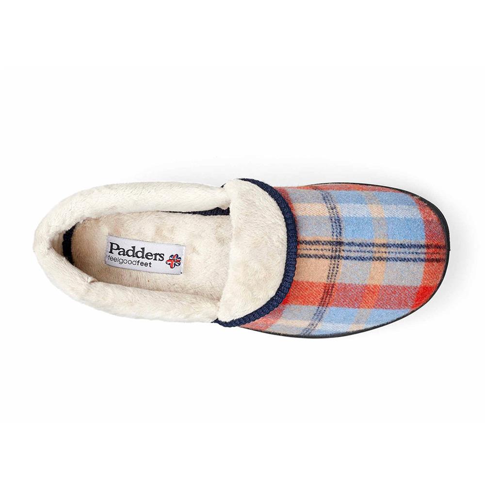 Padders Mellow Blue Combi Ladies 2E Wide Fit Slippers