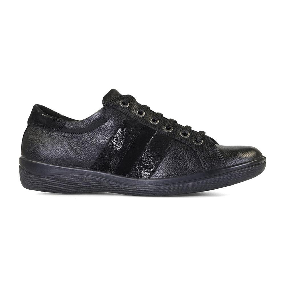 Padders Meteor Black Combi Ladies E Wide Fit Leather Shoes