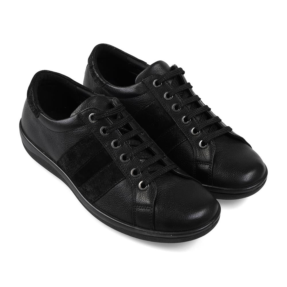 Padders Meteor Black Combi Ladies E Wide Fit Leather Shoes