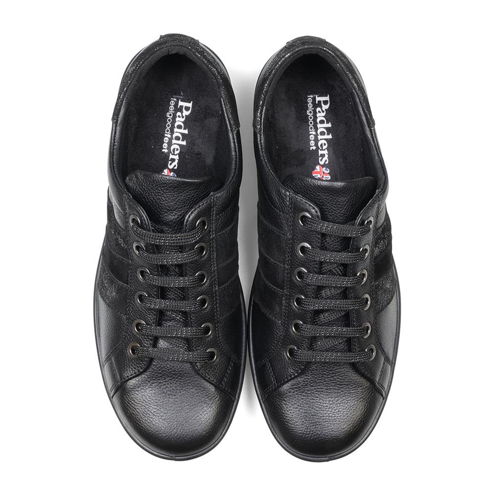 Padders Meteor Black Combi Ladies E Wide Fit Leather Shoes