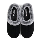 Padders Shae Black Sparkle Cord Ladies Dual Fit 2E-3E extra Wide Fit Slippers