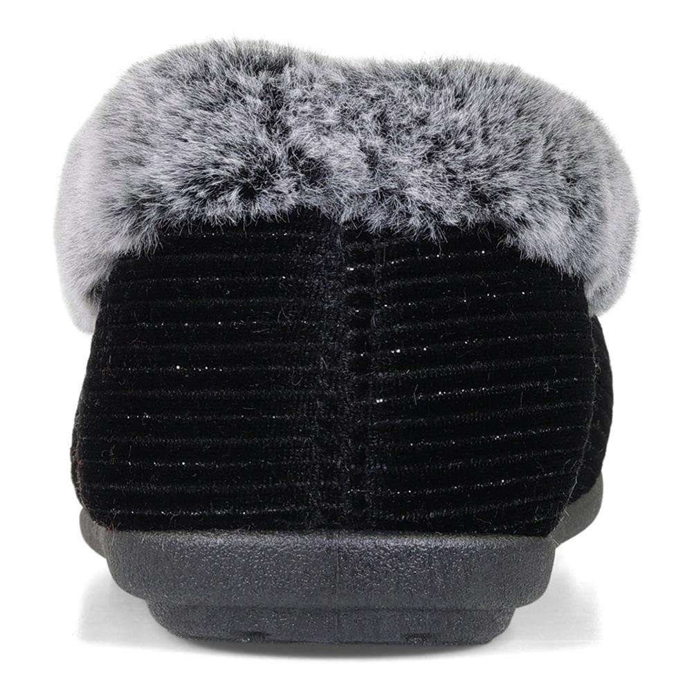Padders Shae Black Sparkle Cord Ladies Dual Fit 2E-3E extra Wide Fit Slippers