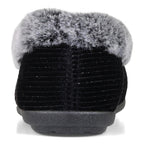 Padders Shae Black Sparkle Cord Ladies Dual Fit 2E-3E extra Wide Fit Slippers