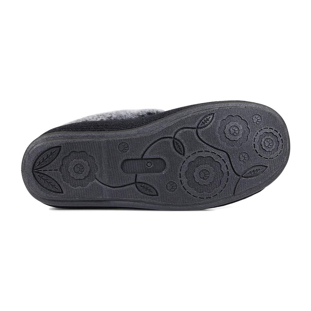 Padders Shae Black Sparkle Cord Ladies Dual Fit 2E-3E extra Wide Fit Slippers