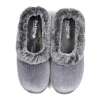 Padders Shae Grey Sparkle Cord Ladies Dual Fit 2E-3E extra Wide Fit Slippers