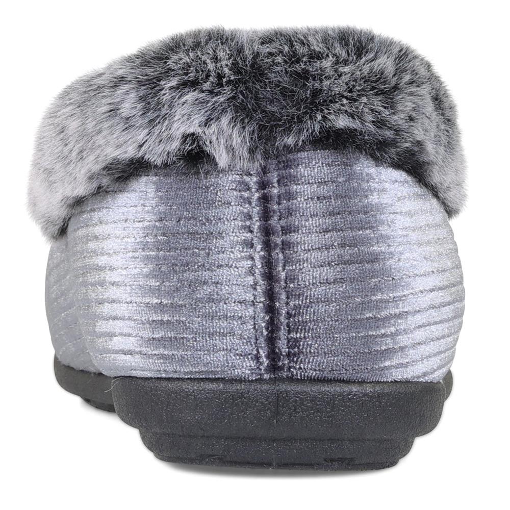 Padders Shae Grey Sparkle Cord Ladies Dual Fit 2E-3E extra Wide Fit Slippers