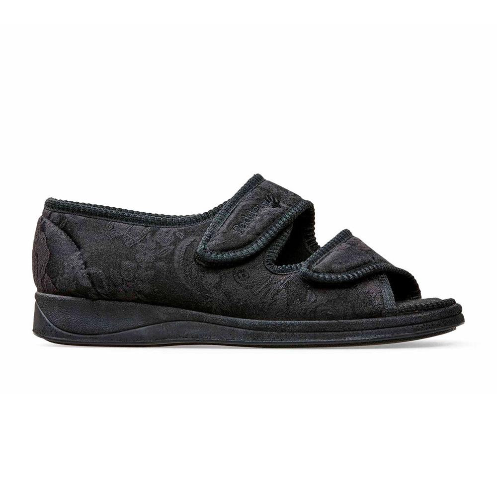 Padders Lydia Black Ladies 2E Wide Fit Slippers