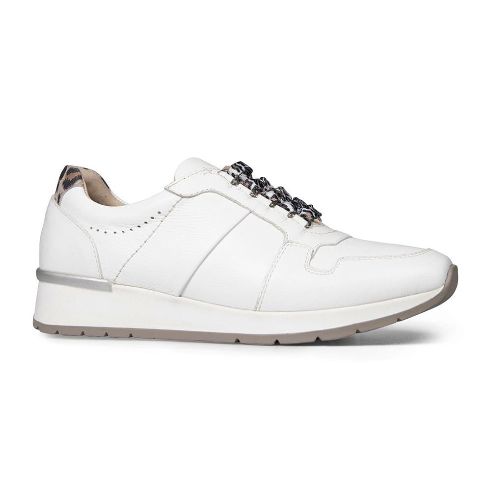 Padders Reydon White Leather Ladies E Wide Fit Trainers
